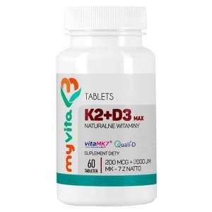 Witamina K2 MK-7 200mcg + D3 2000IU Max - MyVita -  60 tabletek