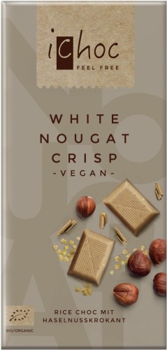 ICHOC TABLICZKA BIAŁA NUGATOWA Z KROKANTEM Z ORZECHÓW LASKOWYCH BIO 80 g - ICHOC (VIVANI)